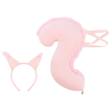 (Pink) Squirrel Ear Headband with Tail Animal Squirrel Costume Squirrel Ears & Tail Kit for Halloween Party Fancy Dress Cosplay White