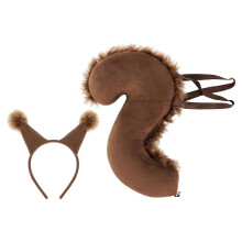 (brown) Squirrel Ear Headband with Tail Animal Squirrel Costume Squirrel Ears & Tail Kit for Halloween Party Fancy Dress Cosplay White