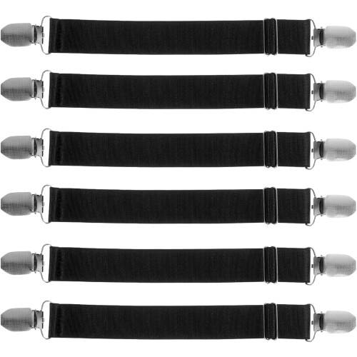 6pcs Adjustable Black Elastic Boot Straps with Buckle, Anti-Slip Multipurpose Leg Clips