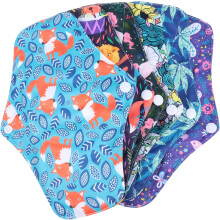 Reusable Bamboo Charcoal Sanitary Pads and Panty Liners 6pcs Set Medium Washable Cloth Period Pads