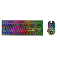 (Black) Colorful Luminous Gaming Keyboard Mechanical Keyboard and Mouse Sets USB Wireless RGB LED Backlit for Windows PC White