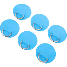 Lot de 6 anneaux en D bleus en PVC pour paddle, avec renforts en acier inoxydable, 6,5 cm