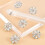 Flower Rhinestone Buttons Brass Shank 6 pcs 3