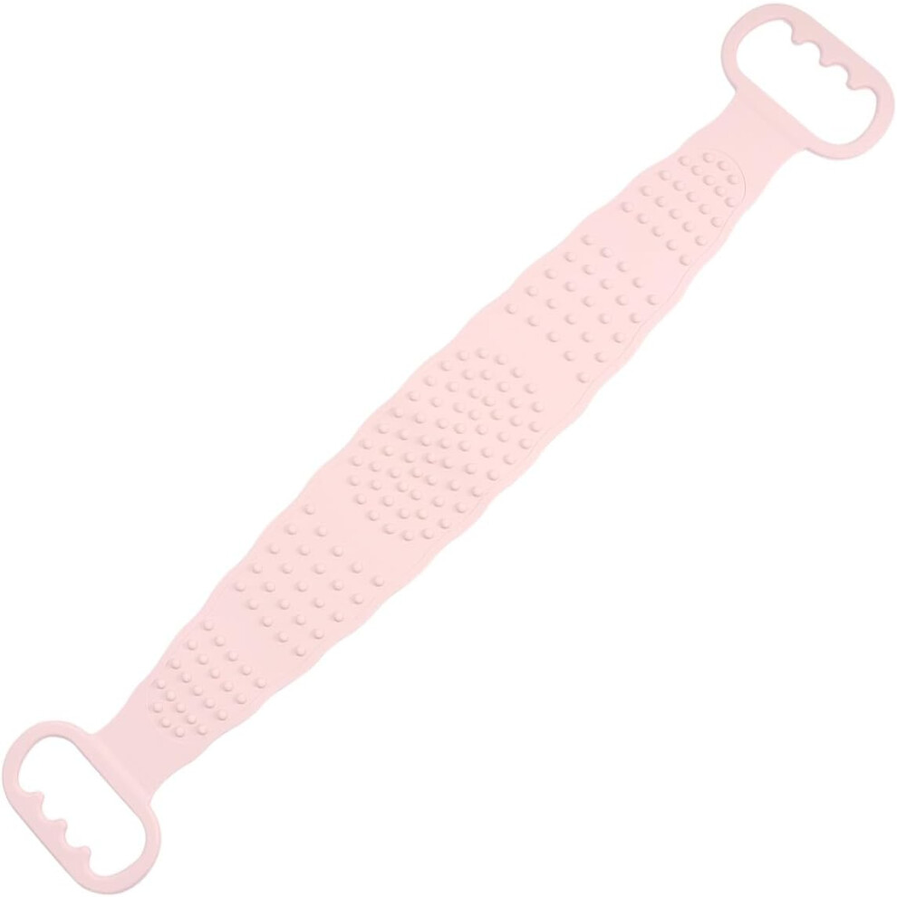 Hkhbjs Silicone Shower Scrubber Long Back Scrubber Bath Towel With Dual-Sided Texture Pink For Daily Bathing And Skin Care
