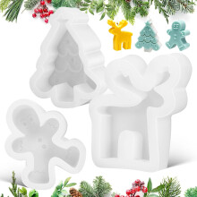 3pcs Christmas Tree Gingerbread Elk Mold Silicone Flexible Christmas Mold