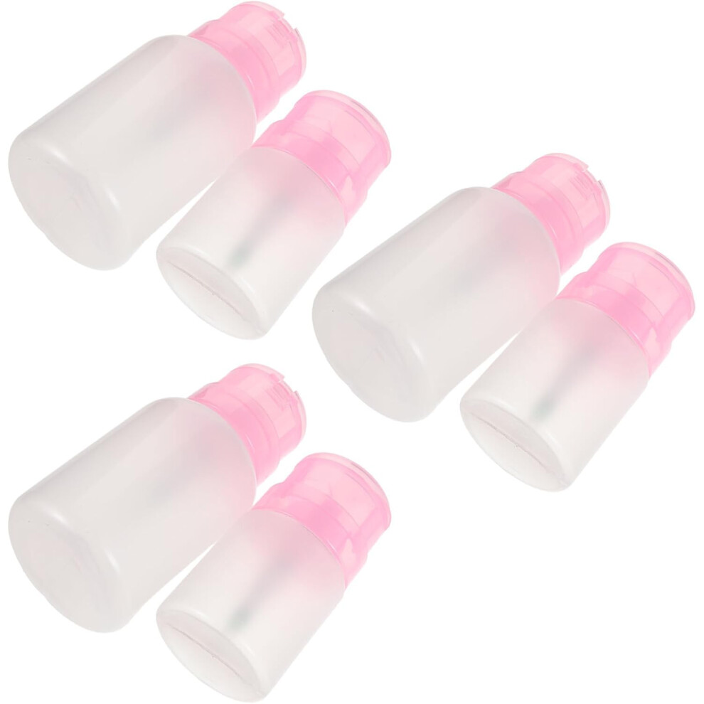 Hkhbjs 6Pcs Nail Pump Bottle Squeeze Bottle Pink Plastic Push Top Dispenser Empty Container