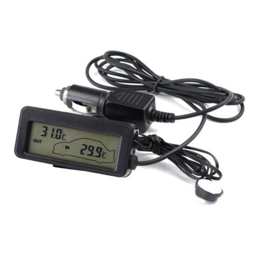 Universal 12V Car Digital LCD Display Thermometer Auto Mini LCD Inside Outside Temperature Thermometer T18 W/ Socket 1.5m Cable 2