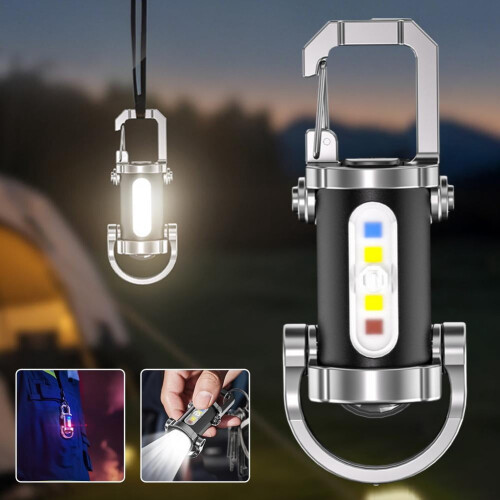 Mini Keychain Flashlight Emergency Rechargeable Waterproof SuperLarge Floodlight U1B1 1