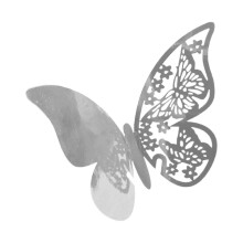 (reflective silver) 100pcs Butterfly Name Place Card Holder Desktop Decorative Ornament for Wedding Holiday New Year Party Background White