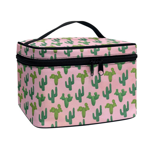 Makeup Beauty Bag Cactus Pattern Hand-Held Zipper Storage Bag 1