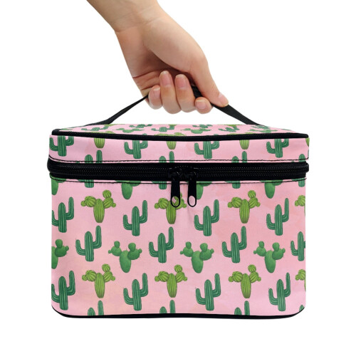 Makeup Beauty Bag Cactus Pattern Hand-Held Zipper Storage Bag 2