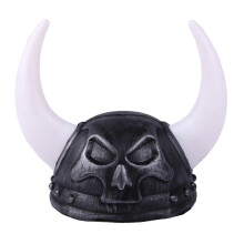 (Silver) Medieval Vikinges Helmets with Horns Plastic Norses Barbarian Warrrior Hat Halloween Cosplay LARP Costume Accessory LED Silver