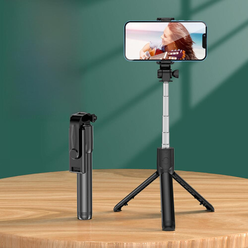 Perche à selfie mobile avec éclairage intégré, support actif universel mini multifonctionnel Bluetooth 1