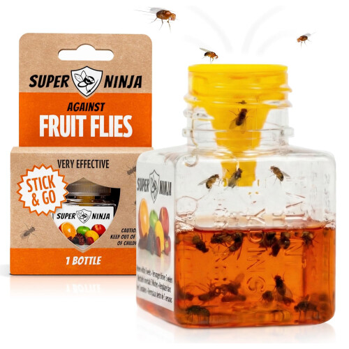 Super Ninja Fruit Fly Trap - 1 pack, Highly Effective Fruit Fly Killer for Home