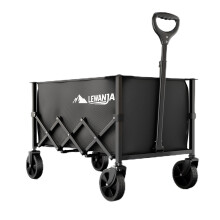 LEWANJA 100L Folding Trolley, Heavy Duty Collapsible Garden Handcart with Adjustable Handle, 100kg Load, Portable Festival Wagon for Camping