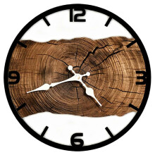 (B) Simple Wood Texture Office Wall Clock Quiet Mechanism Metal Frame Clock Suitable for Home Office Farmhouses Decors C