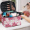 Durable Travel Makeup Organizer Case Polyester with Large Capacity Portable Makeup Brush Bag, Flowers Pattern 5