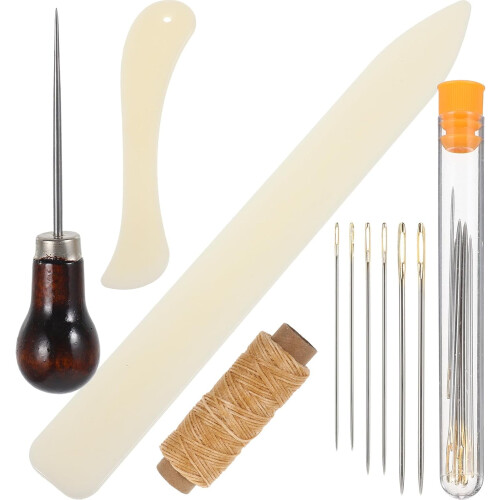 Leather Craft Kit Hand Stitching Tools 11pcs DIY Bookbinding Sewing Beginner Kit