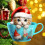 Décoration de Noël en acrylique : Chat dans une tasse (1 pièce) 2