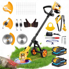 21V Cordless Strimmer, Electric Grass Trimmer with 2 X 2.0Ah Battery, Telescopic