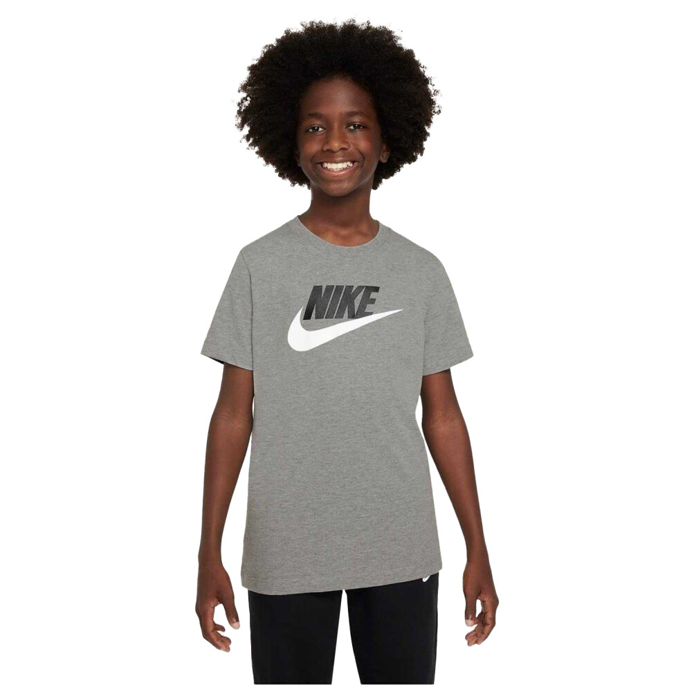 Nike (9-10 Years, Dark Grey Heather) Childrens/Kids Sportswear Logo Cotton T-Shirt