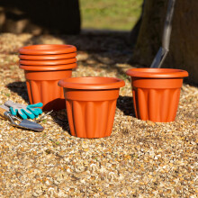 Wham Vista 6 x 25cm Round Plastic Garden Planters | 100% Recycled Plastic | Weat