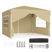 SONGMICS Gazebo with Sides, Pop Up Gazebo, UPF 50+, Drizzle-Resistant Folding Ca