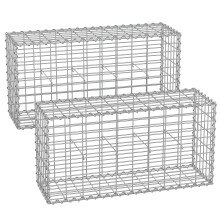 SONGMICS Gabion Baskets, Metal Gabion Cages with 5 x 10 cm Mesh for Stones, Galv