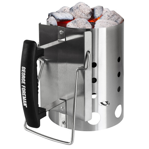 George Foreman George Foreman Quick-Fire Compact Chimney BBQ Starter, 14cm Diameter, Portable B
