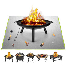 Fire Pit Mat ZITFRI 100x100cm Square Fireproof Mat Grill Mat, 2 Layer Fire Resis