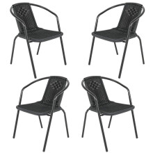 DKIEI Garden Chairs Set of 4, Wicker Rattan Outdoor Dining Chairs Patio Chair fo