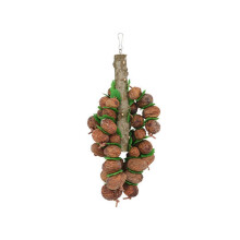 Bird Toy Tearing Chew Toy for Teeth Straw Walnut Cage Hanging Natural Toy Pet Grinding Teeth Toy Wooden Beads