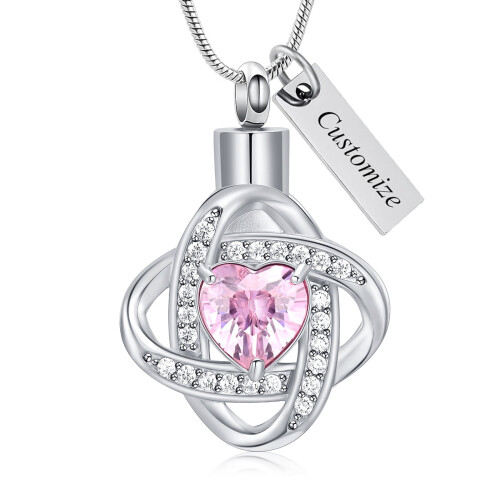 Love Knot Cremation Pendant with Birthstone Ashes Urn 1