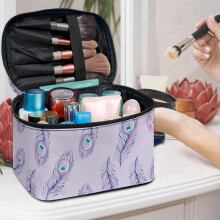 Polyester Large Cosmetic Bag Portable Hanging Organizer Makeup Travel Case Brush Holders Home Offices