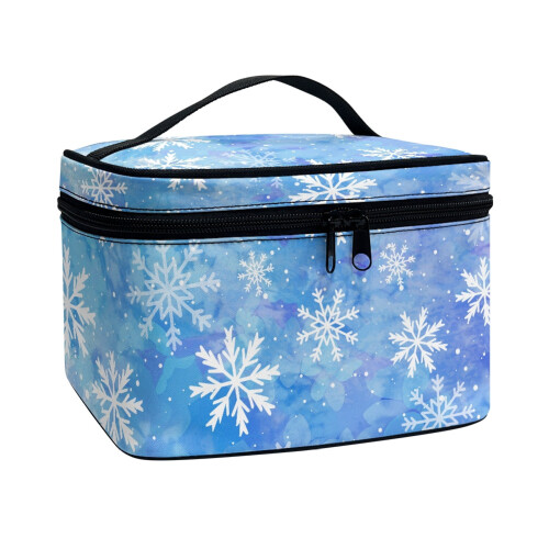 Cosmetic Makeup Bag with Brush Slots Snowflake Pattern 8.86 1