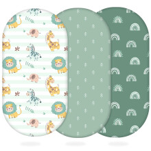 Yukkidds Moses Basket Sheets 3 Pack Pram Sheets Fitted for Newborn Super Soft an