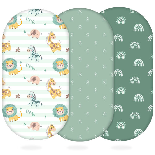 Yukkidds Moses Basket Sheets 3 Pack Pram Sheets Fitted for Newborn Super Soft an