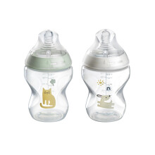 Tommee Tippee Natural Start Baby Bottles for 0m+, Pack of 2, 260ml Baby Bottles,