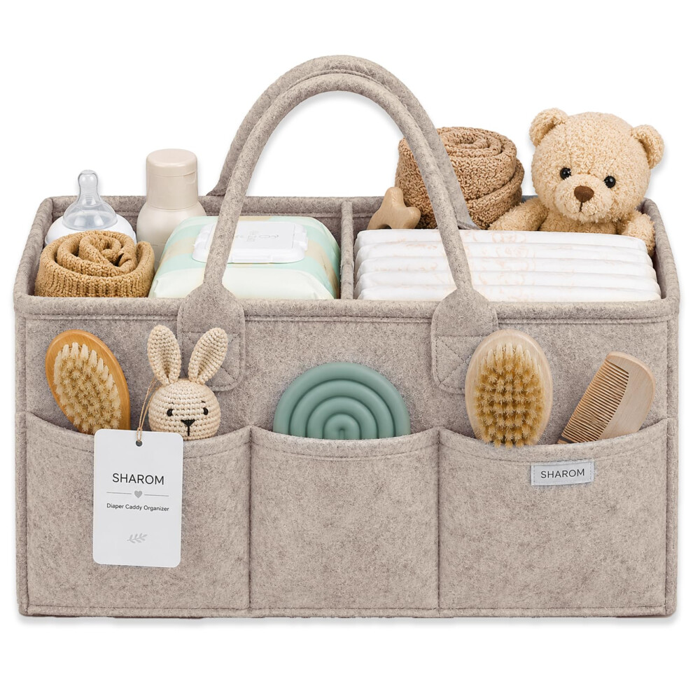 Sharom Spacious, Sturdy & Portable Diaper Caddy Beige. Baby Essentials For Newborn, Nur