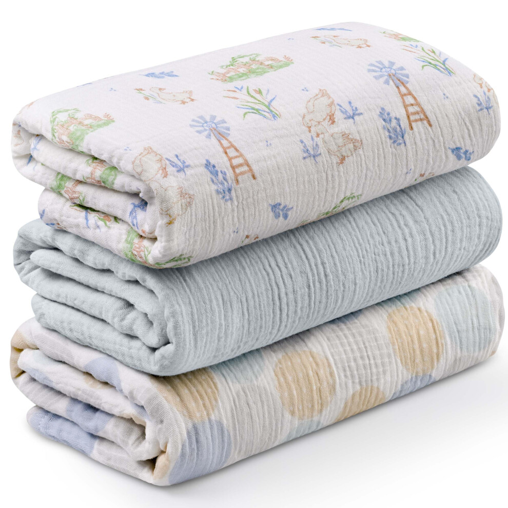 Soarwg Kids Muslin Swaddle Baby Blanket Muslin Cloths For Newborns, Pack Of 3 Mu