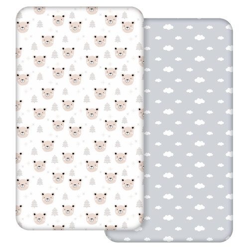 GLLQUEN 2 Pack Cot Fitted Sheets 120x60 cm Microfiber Bedding OEKO-TEX Baby