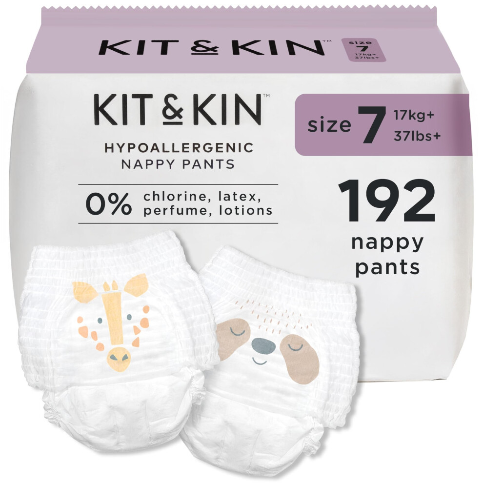 Kit & Kin Premium Nappy Pants Size 7 | 17+ Kg / 37+ Lbs | Maxi Pull Ups | 12 Pac