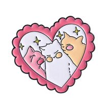 (QHXZ4934) Stylish Heart Cats Brooch Jewelry Sturdy Metal Construction Versatile Wearable Accessory For Teen Girls Multicolor