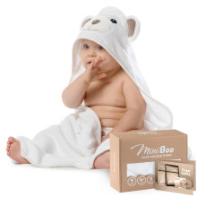 MINIBOO Premium Bamboo Baby Towel with Hood - Super Soft and Absorbent Hooded Baby Towel for Newborn, Infant and Toddler - Hypoallergenic Baby Bath T