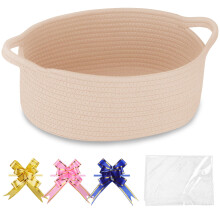 COMSE Small Woven Basket with Gift Bags and Ribbons, Gift Basket Empty, Nursery
