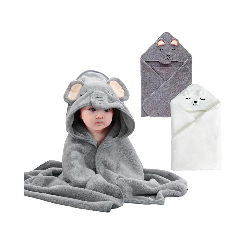 Hagot 2 Pcs Hooded Baby Towel, 80X80cm Baby Bath Towels, Absorbent Large Toddler