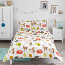 Bloomsbury Mill - Kids Double Duvet Set - Kids Double Bedding for Boys and Girls - Woodland Animals - Childrens Double Bed Duvet Cover Set with 2 x Pi