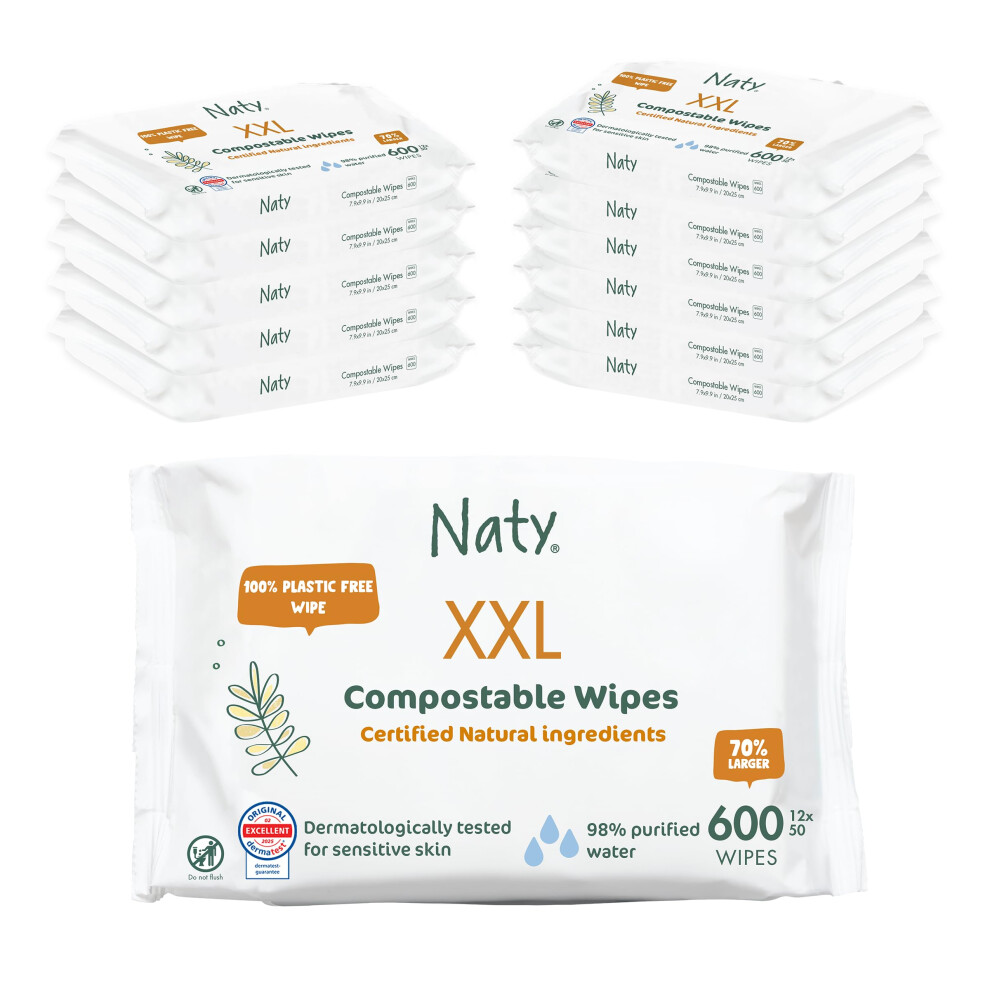 Photos - Hair Product Naty Baby Wipes XXL | 98 Water, Hypoallergenic & Natural for Sensitive Skin | U