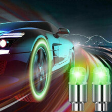 (1PC, Green) 2026 Bike Tyre LED Flashing Lamp Decor Car Tire Wheel Valve Cap Light