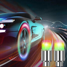 (1PC, Multicoloured) 2026 Bike Tyre LED Flashing Lamp Decor Car Tire Wheel Valve Cap Light